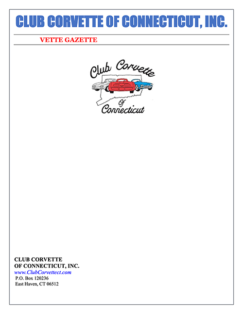 Club Corvette of Connecticut Newsletter Cover